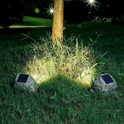 Solar Outdoor Lamp with Realistic Stone Design