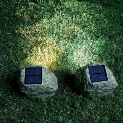 Solar Outdoor Lamp with Realistic Stone Design