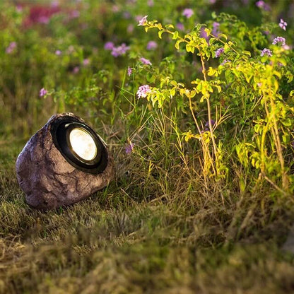 Solar Outdoor Lamp with Realistic Stone Design