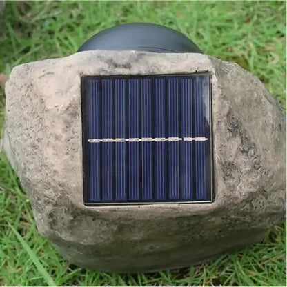 Solar Outdoor Lamp with Realistic Stone Design
